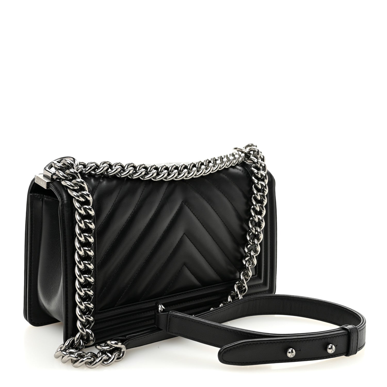 Chanel Lambskin Chevron Quilted Medium Boy Flap Black 3 of 10