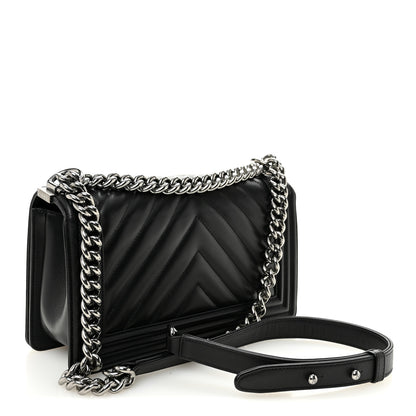 Chanel Lambskin Chevron Quilted Medium Boy Flap Black 3 of 10