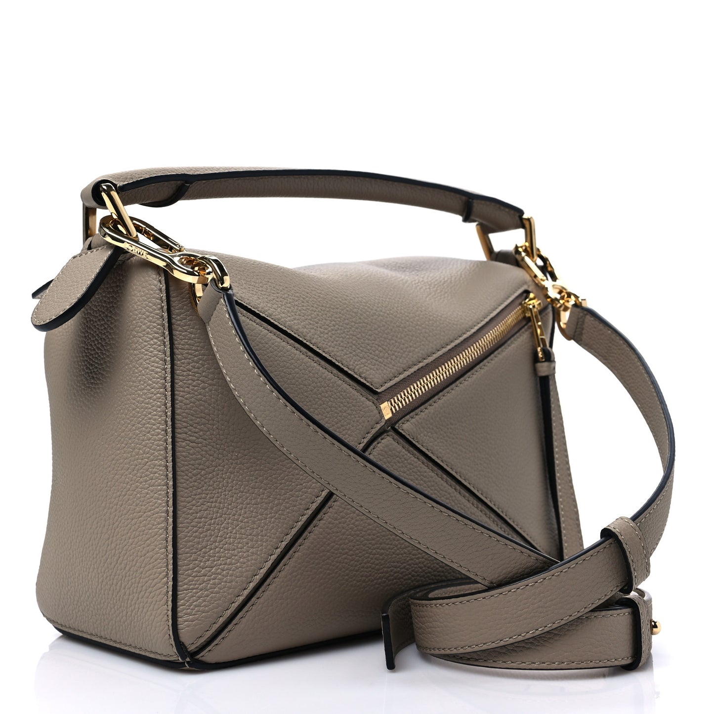 Grained Calfskin Small Puzzle Bag Sand
