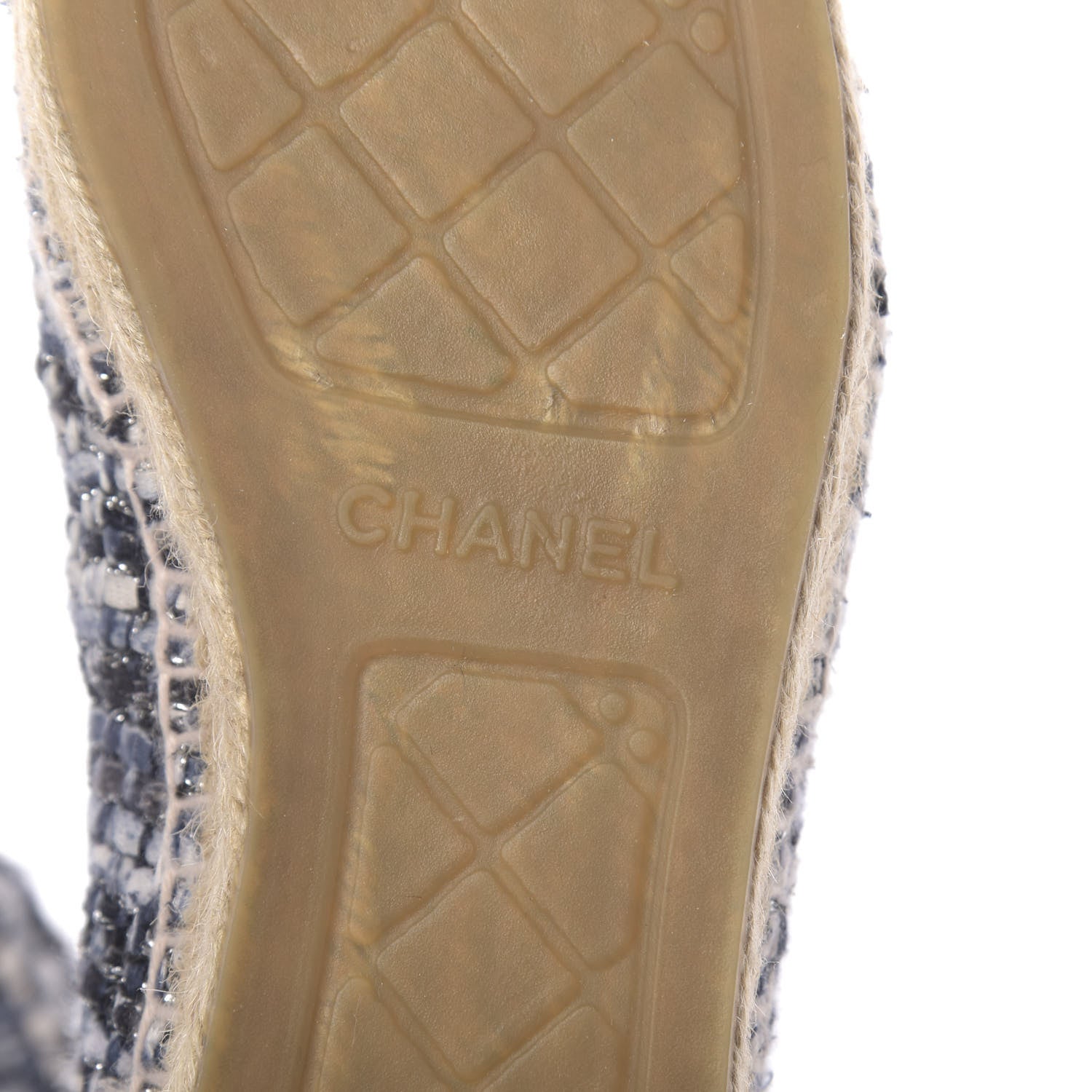 Chanel Metallic Tweed Lambskin CC Espadrilles 39 Blue Black Silver 8 of 9