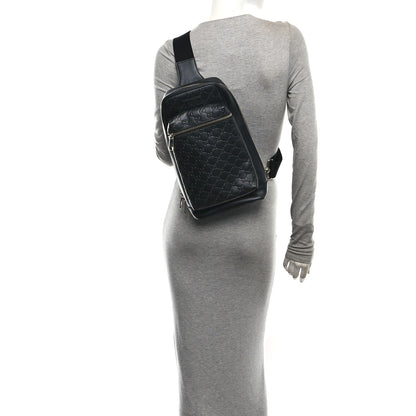 Gucci Guccissima Sling Backpack Black 2 of 10