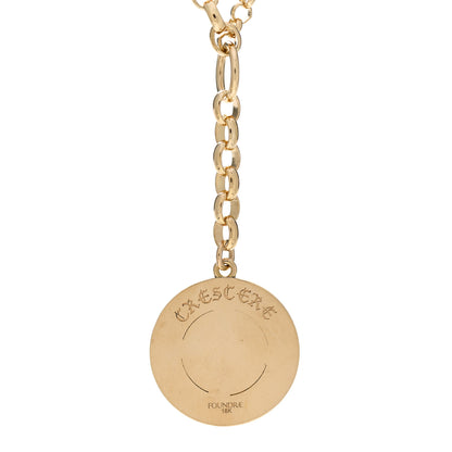 Foundrae 18K Yellow Gold Diamond Enamel Blue Crescent Champleve Heavy Mixed Chain Necklace 4 of 4