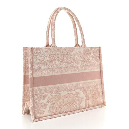 Christian Dior Canvas Toile De Jouy Embroidered Medium Book Tote Pink 3 of 9