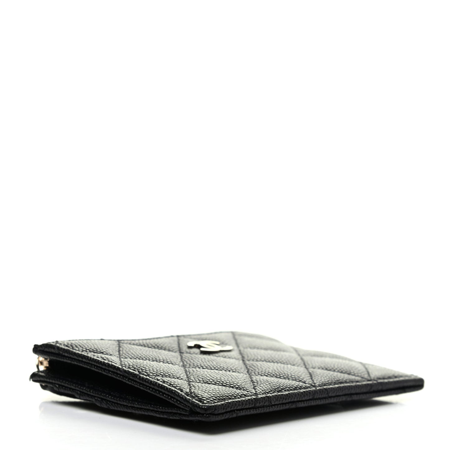 Caviar Quilted CC Zip Card Holder Black
