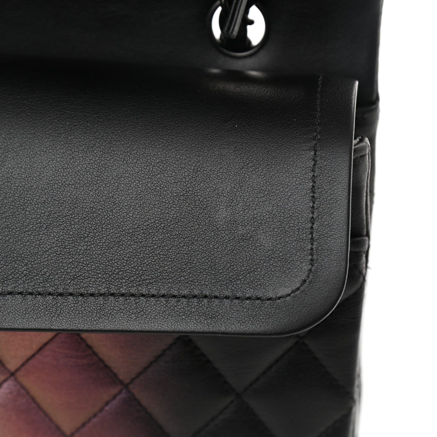 Calfskin Quilted Ombre Medium Double Flap Black