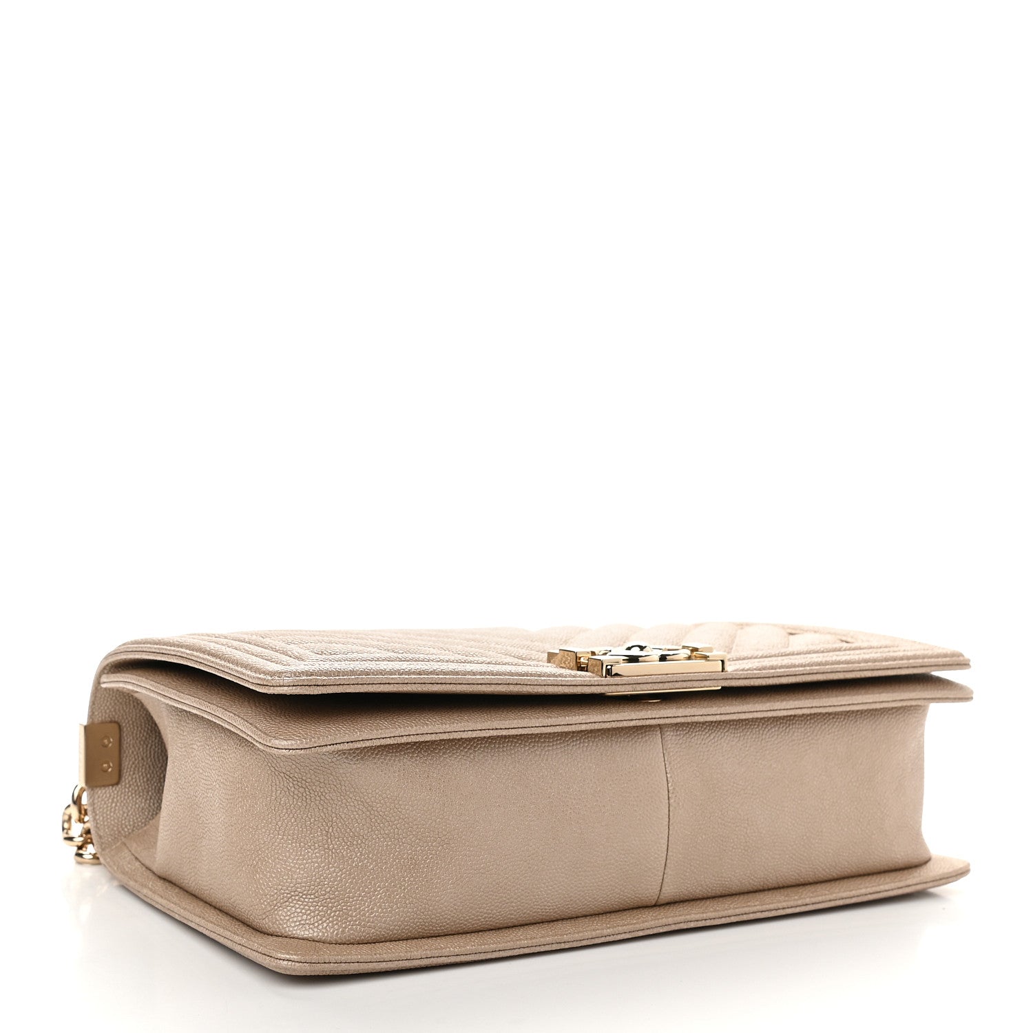 Chanel Caviar Chevron Quilted New Medium Boy Flap Light Beige 4 of 9