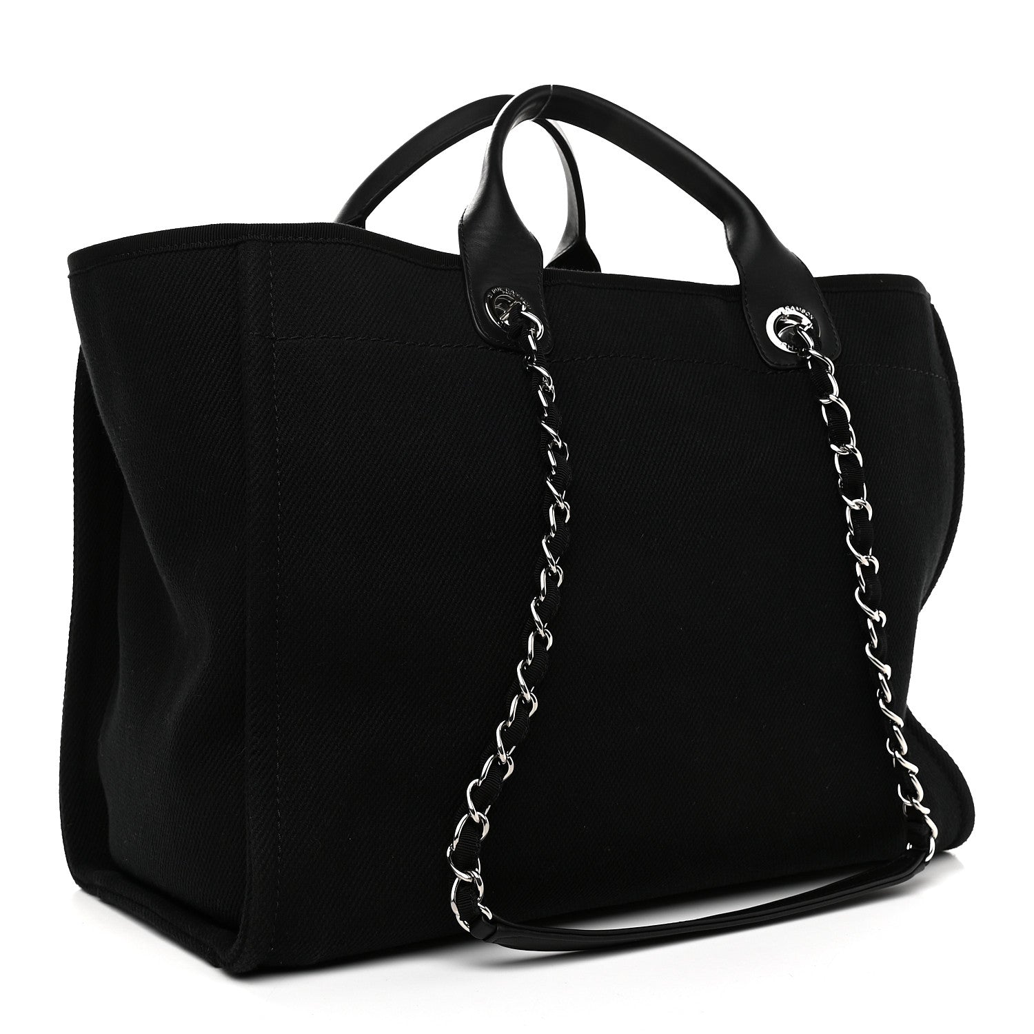 Chanel Canvas Pearl Medium Deauville Tote Black 2 of 10
