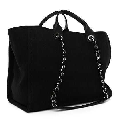 Chanel Canvas Pearl Medium Deauville Tote Black 2 of 10