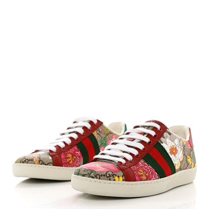 Gucci GG Supreme Monogram Flora Web Womens Ace Sneakers 35 Beige Multicolor Rosso 3 of 12