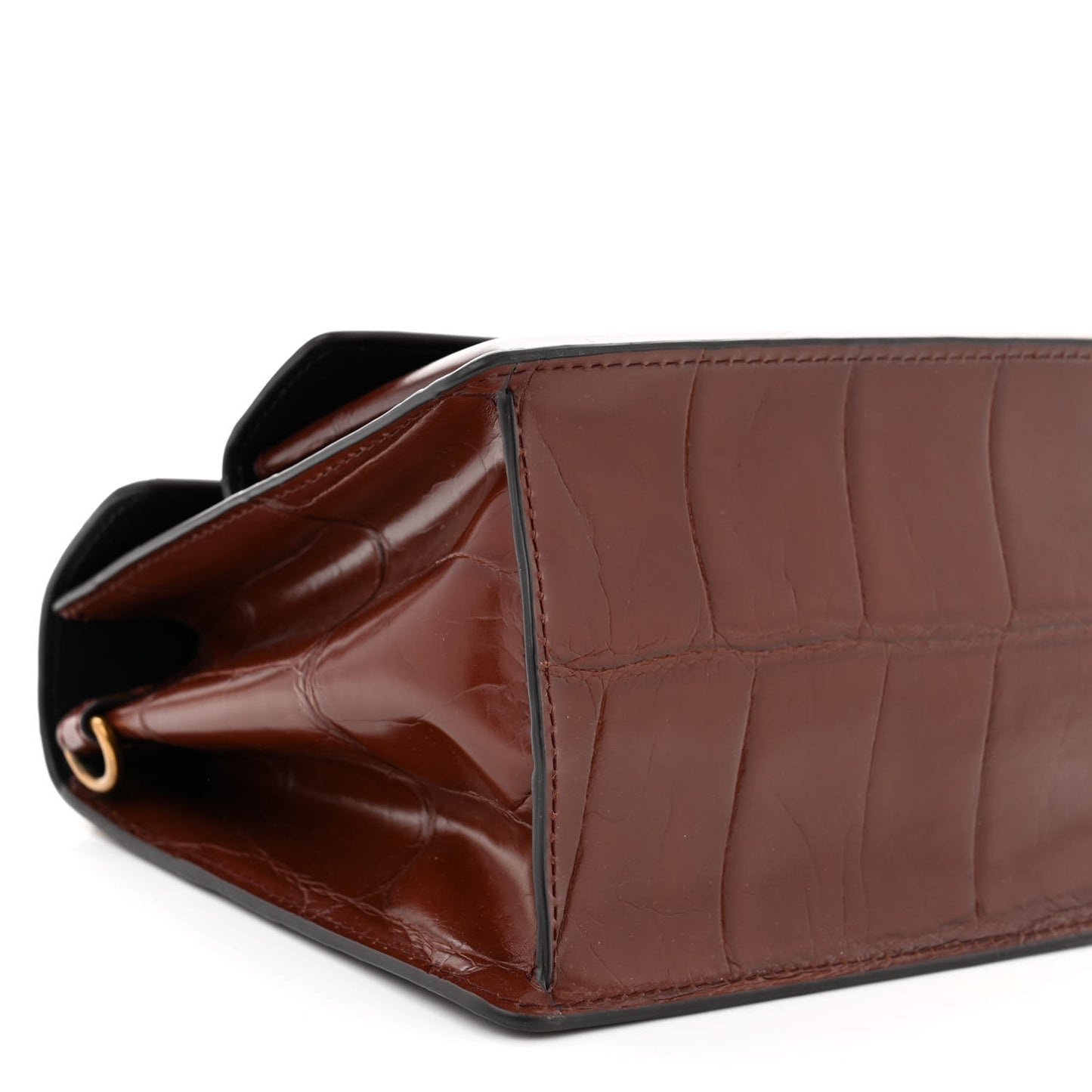 MARC JACOBS Calfskin Crocodile Embossed Uptown Shoulder Bag Brown