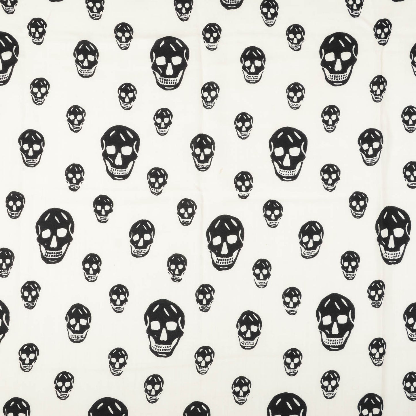 Wool Silk Cashmere Skull Scarf Ivory Black