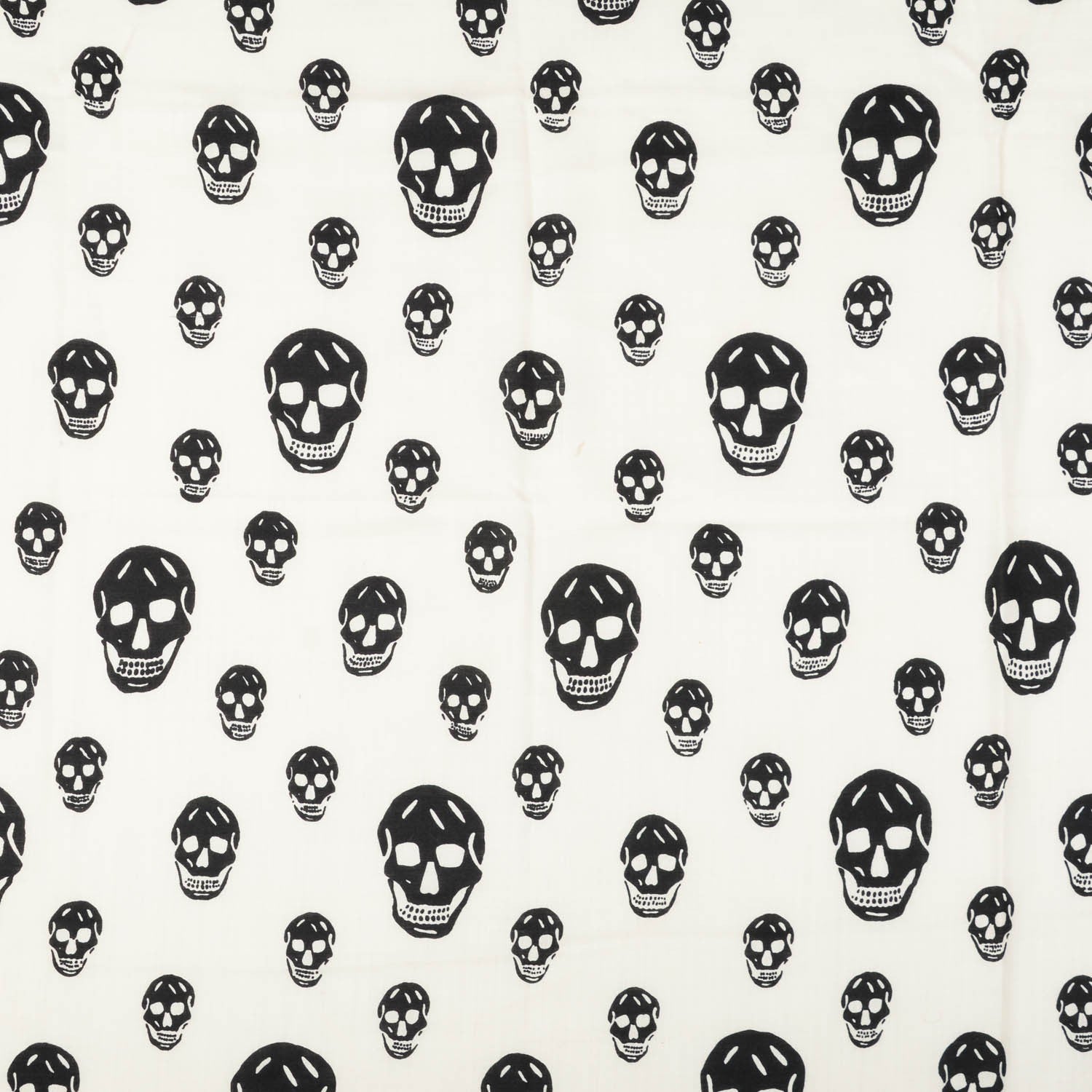 Alexander McQueen Wool Silk Cashmere Skull Scarf Ivory Black 1 of 6