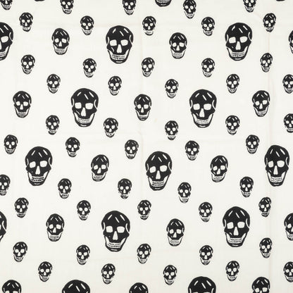 Alexander McQueen Wool Silk Cashmere Skull Scarf Ivory Black 1 of 6