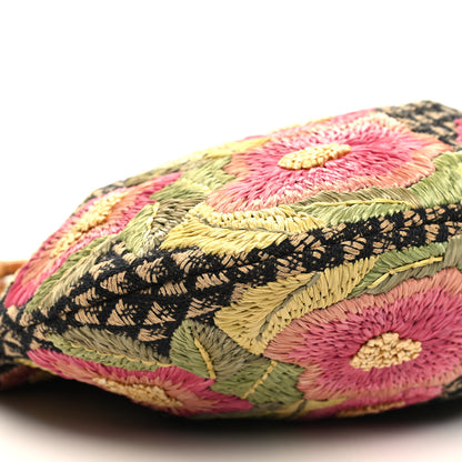 Gucci Canvas Raffia Lizard Bamboo Floral Hobo Brown Multicolor 9 of 11