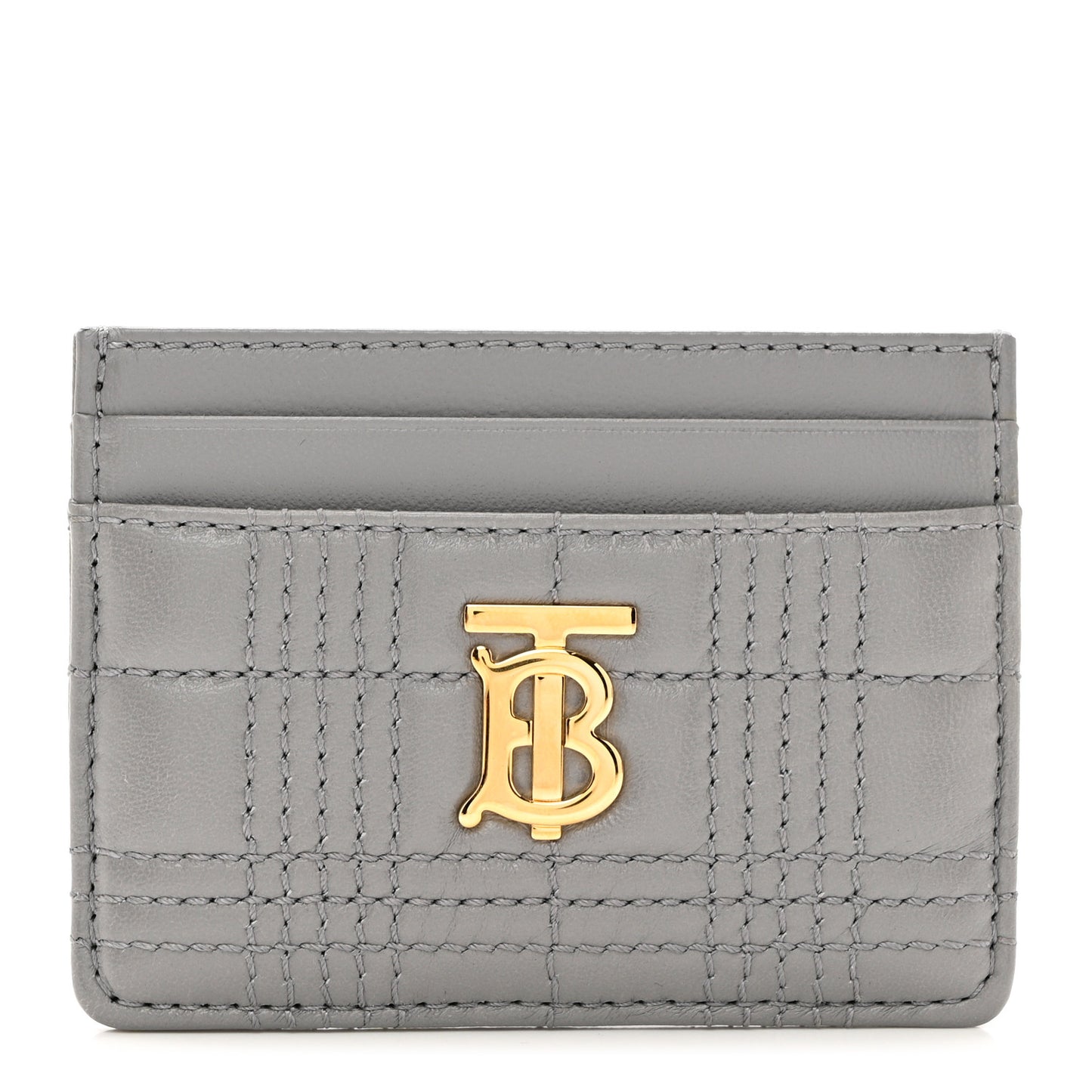 Lambskin Quilted Small Lola Card Holder Grey