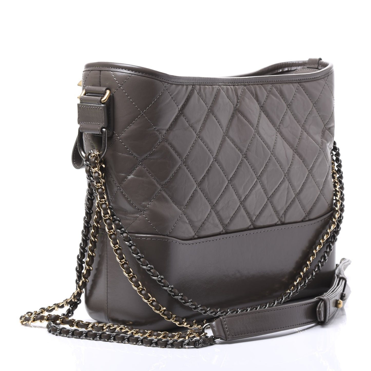 Aged Calfskin Quilted Medium Gabrielle Hobo Grey