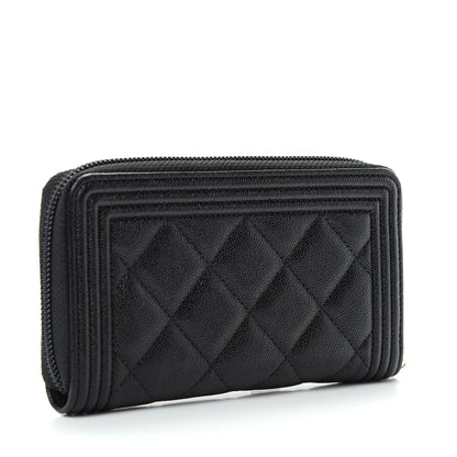 Chanel Caviar Quilted Small Boy Zip Around Wallet Black 3 of 8