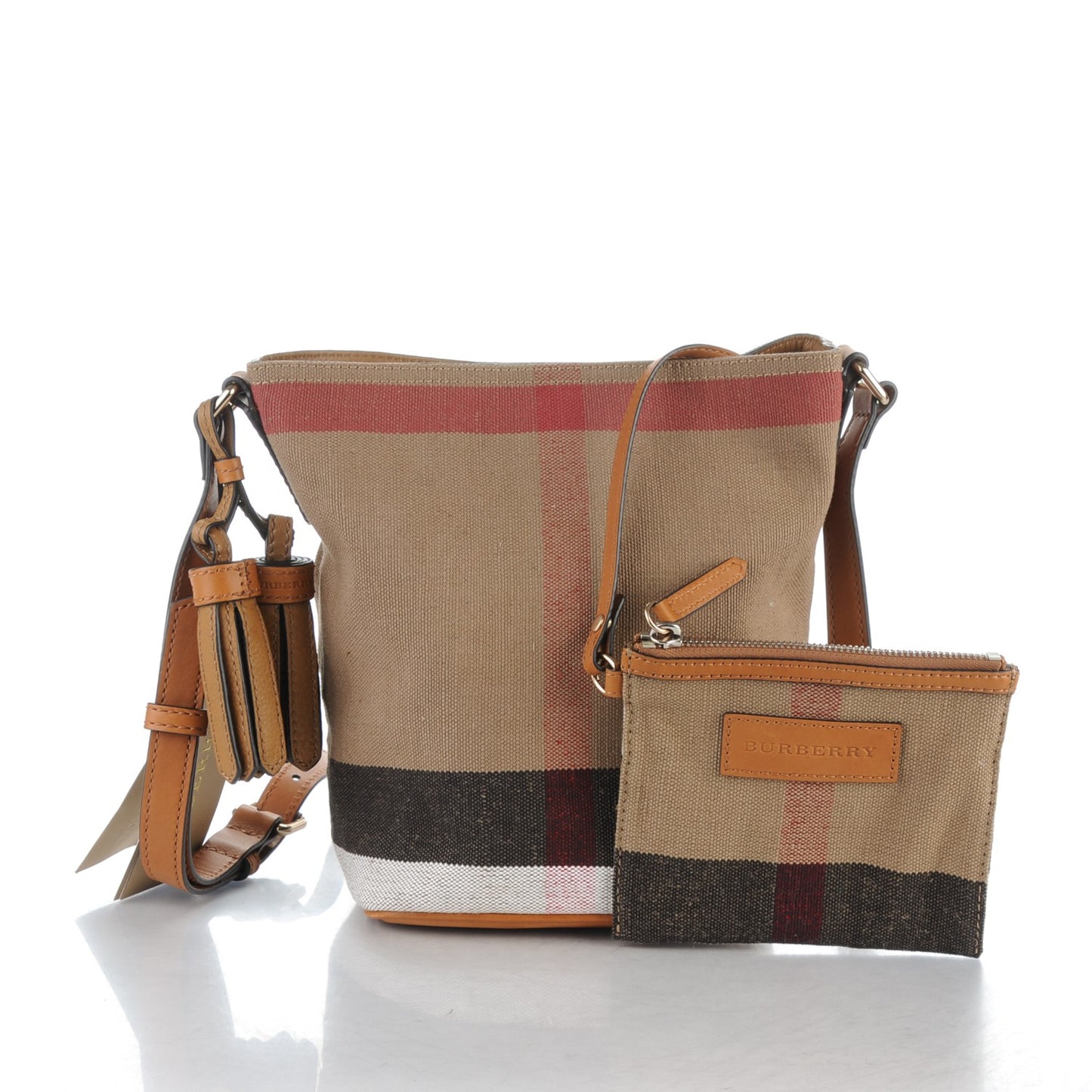Canvas Mega Check Mini Ashby Tassel Crossbody Saddle Brown