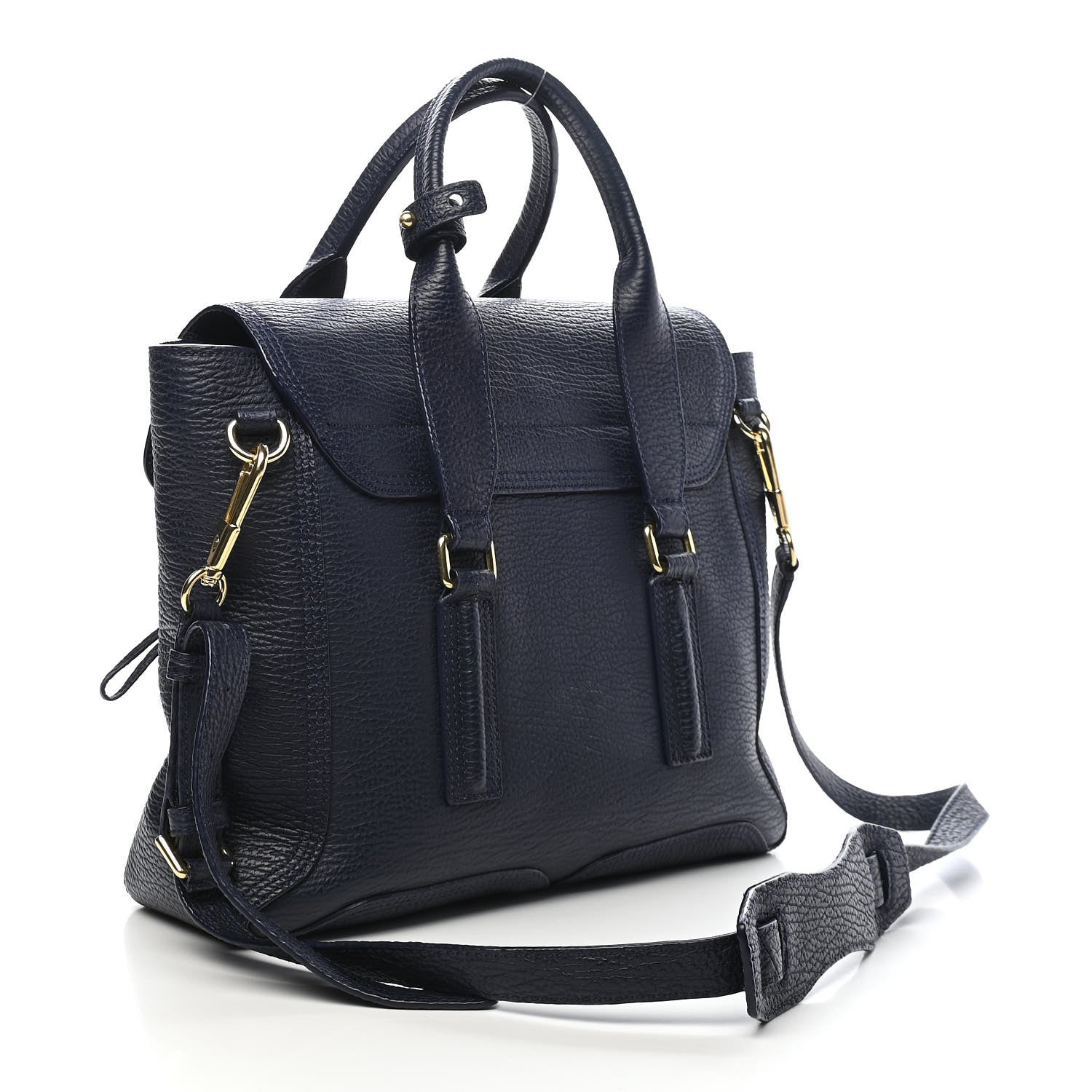 3.1 Phillip Lim Textured Calfskin Medium Pashli Satchel Ink 3 of 9