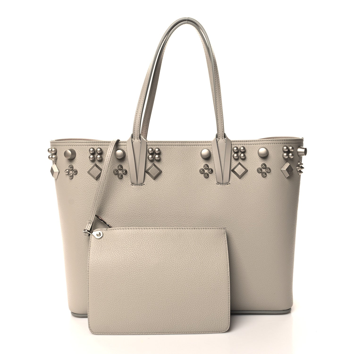 Christian Louboutin Calfskin Empire Spike Studded East West Cabata Tote Goose 3 of 10