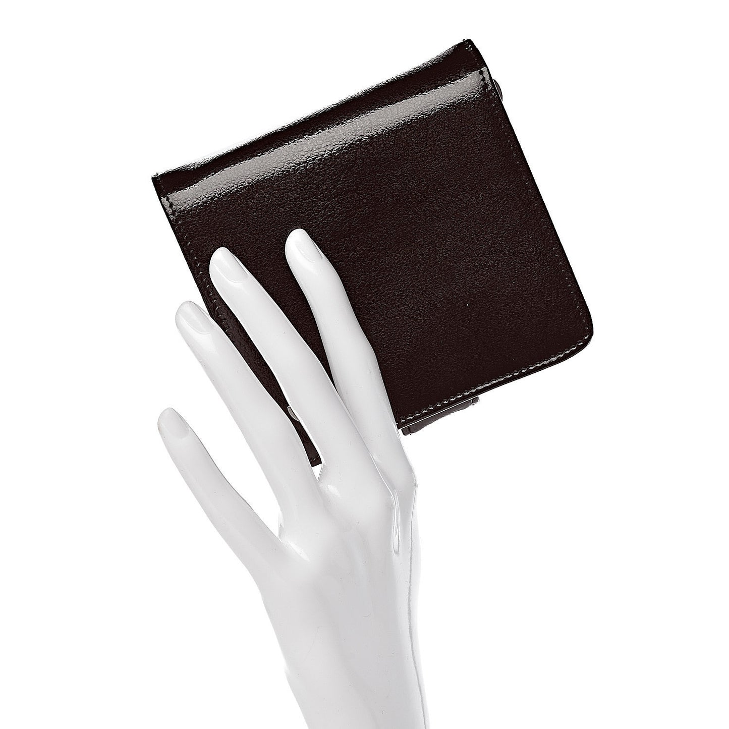 Patent Goatskin Compact French Wallet Brown