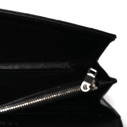 Saint Laurent Grain De Poudre Matelasse Chevron Monogram Chain Wallet Black 5 of 10