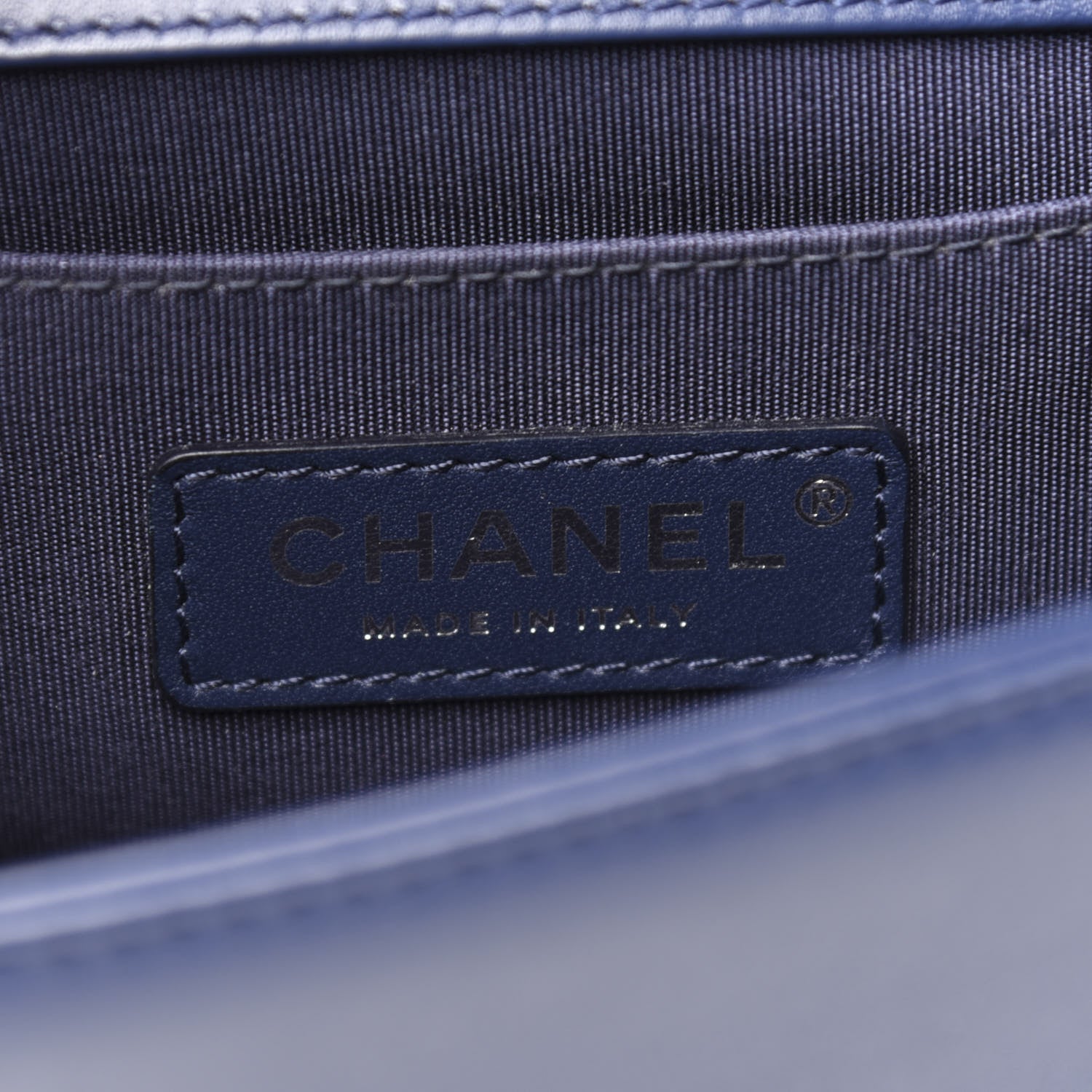 Chanel Calfskin Painted Chevron Embossed Small Boy Flap Dark Blue 8 of 10