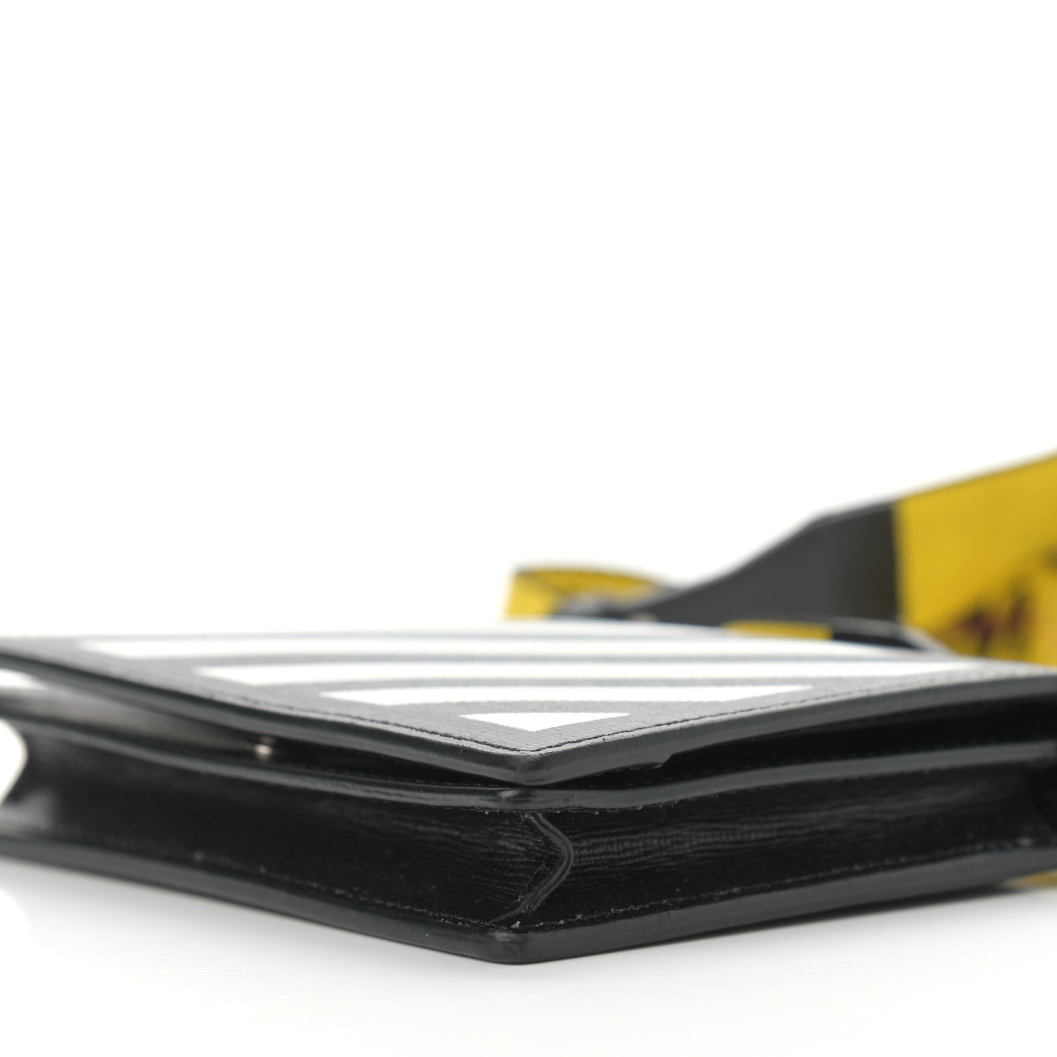 Off-White Saffiano Striped Diag Flap Wallet With Strap Black White 10 of 12
