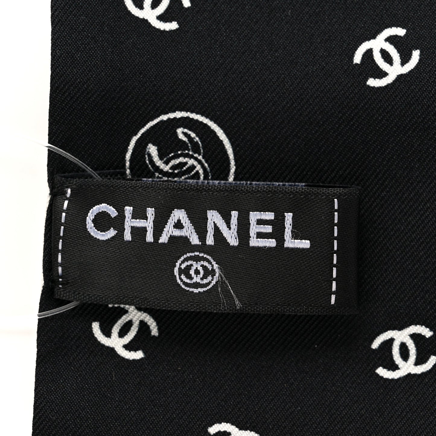 Silk Checkered Lucky Symbols CC Slim Bandeau Scarf Black White Pink