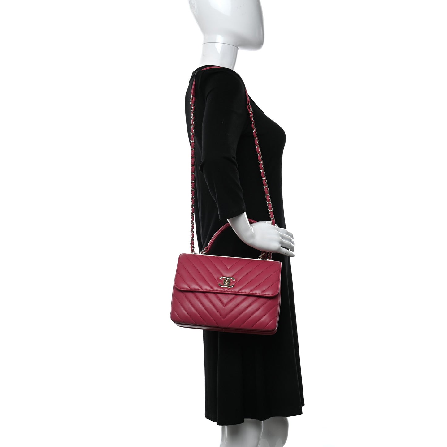 Lambskin Chevron Quilted Small Trendy CC Dual Handle Flap Bag Pink