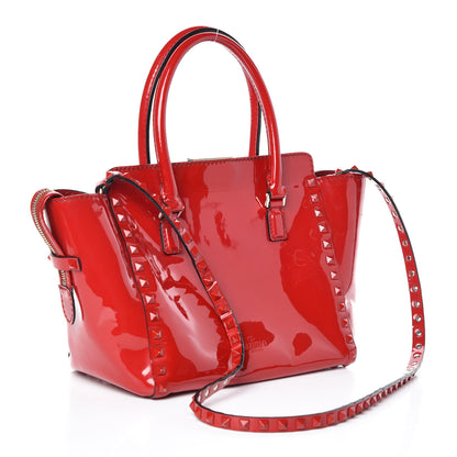 Valentino Garavani Patent Monochrome Small Rockstud Double Handle Tote Rosso Valentino 4 of 10
