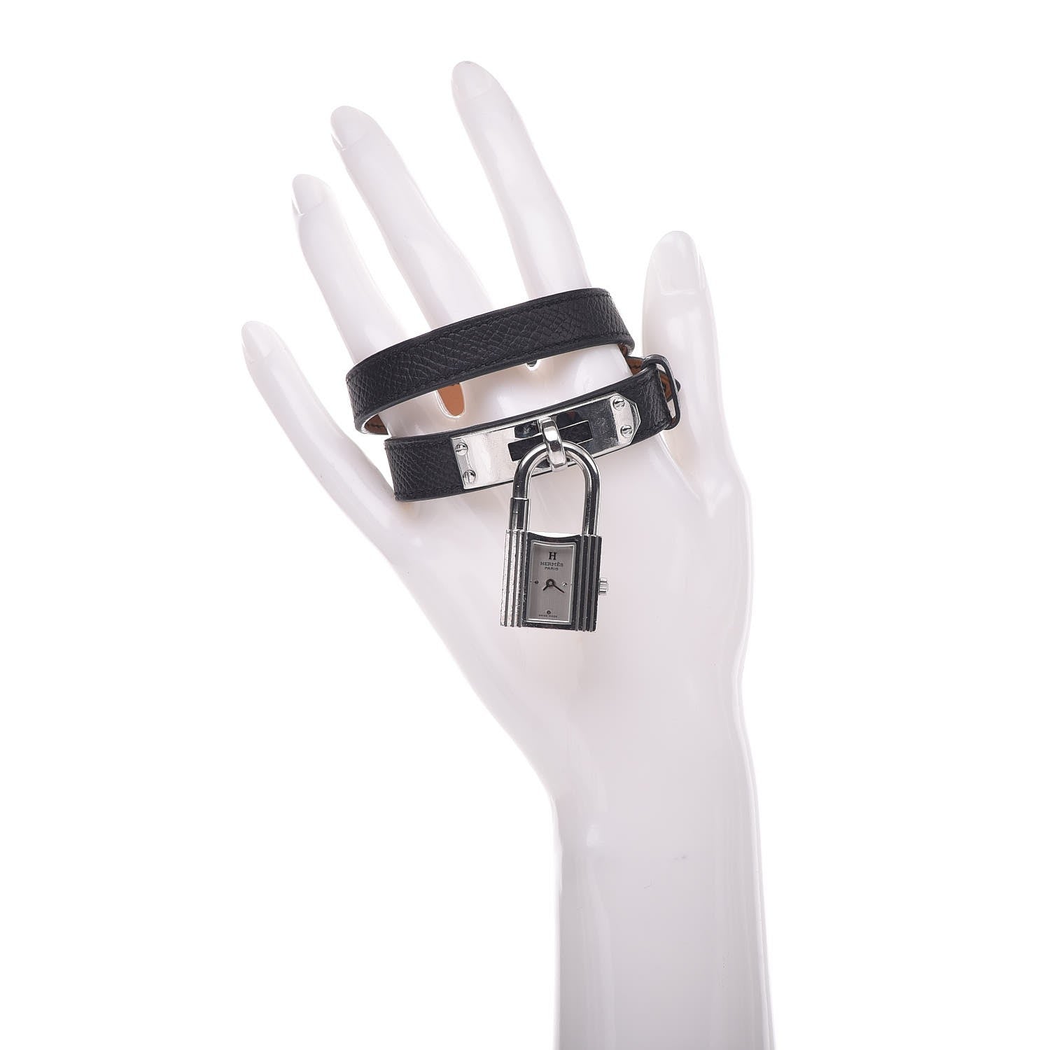 Hermes Stainless Steel Epsom 20mm Kelly Cadena Double Tour Quartz Watch Noir 2 of 6