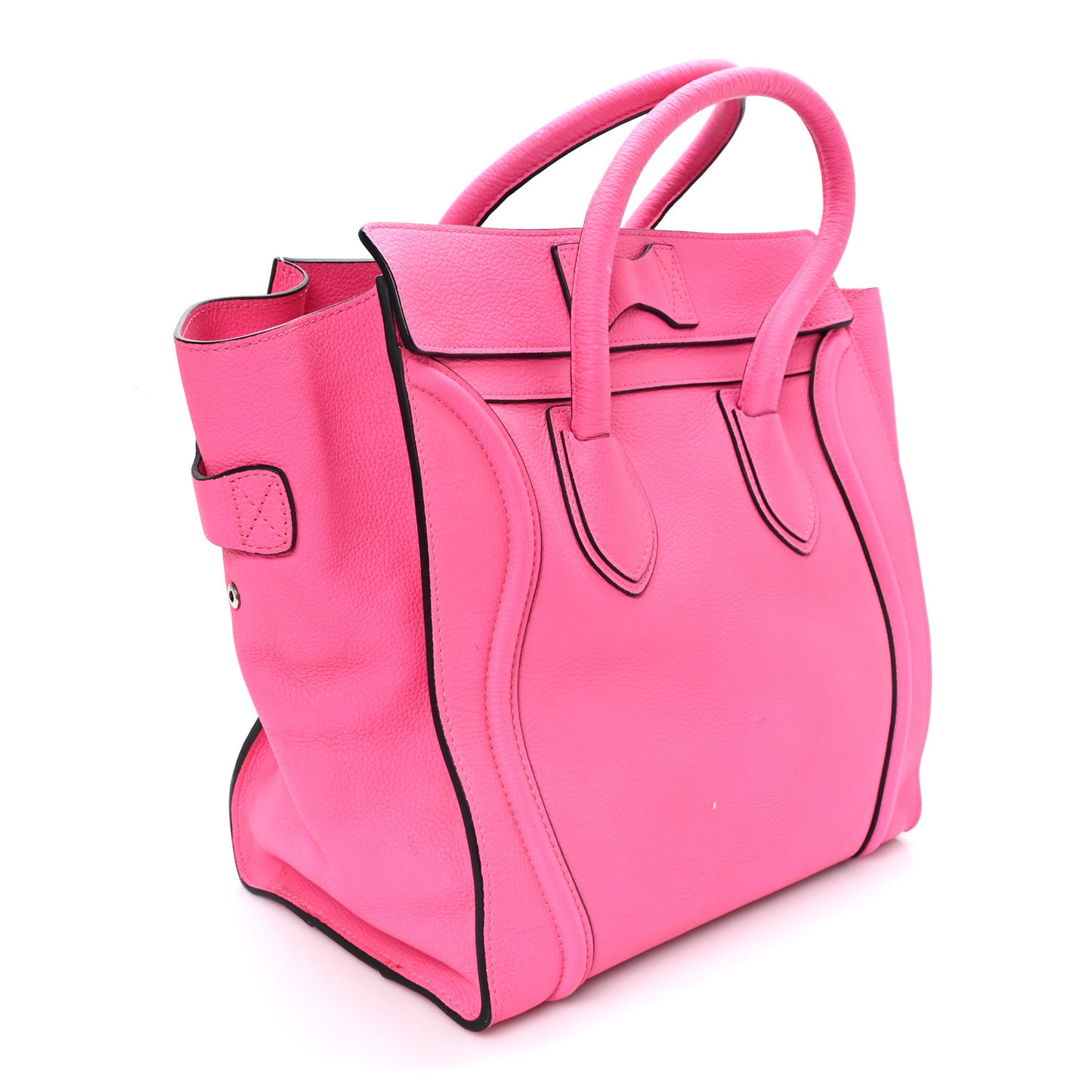 Drummed Calfskin Mini Luggage Fluo Pink