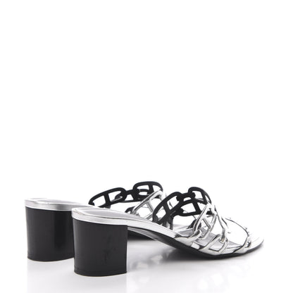 Hermes Metallic Calfskin Tandem Sandals 38 Gris Argente 4 of 15