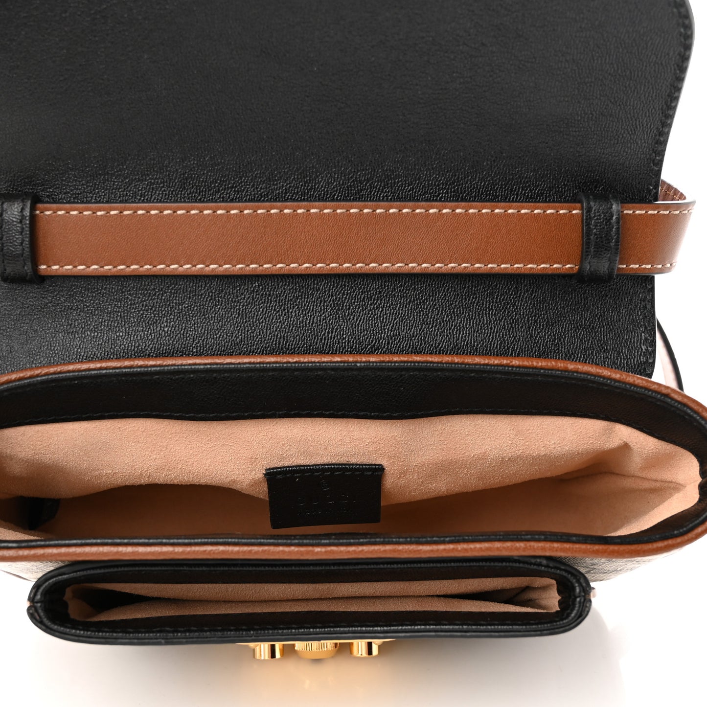 GG Supreme Monogram New Sakai Lux Calfskin Mini Padlock Flap Pocket Shoulder Bag Beige Ebony Black Cuir