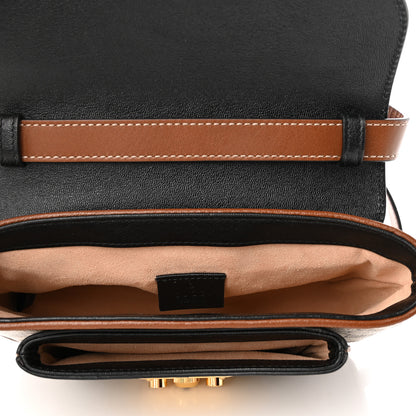 Gucci GG Supreme Monogram New Sakai Lux Calfskin Mini Padlock Flap Pocket Shoulder Bag Beige Ebony Black Cuir 5 of 10