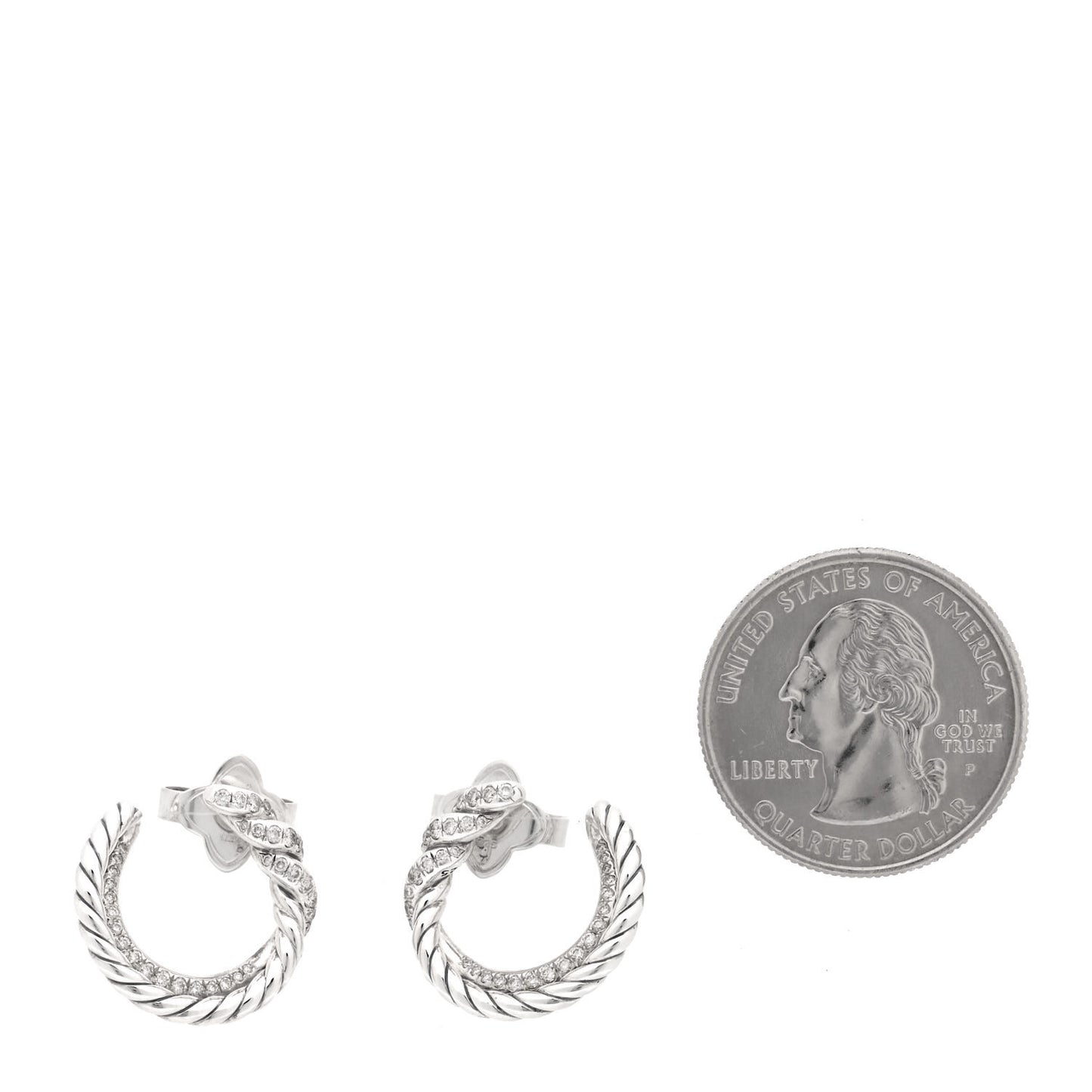 Sterling Silver Diamond Continuance Hoop Earrings