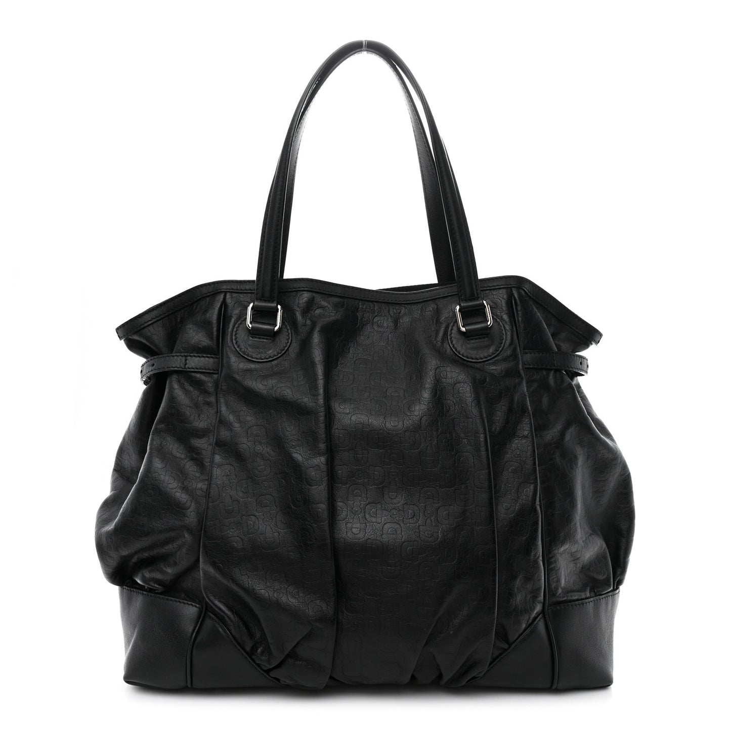 Horsebit Embossed Full Moon Tote Black