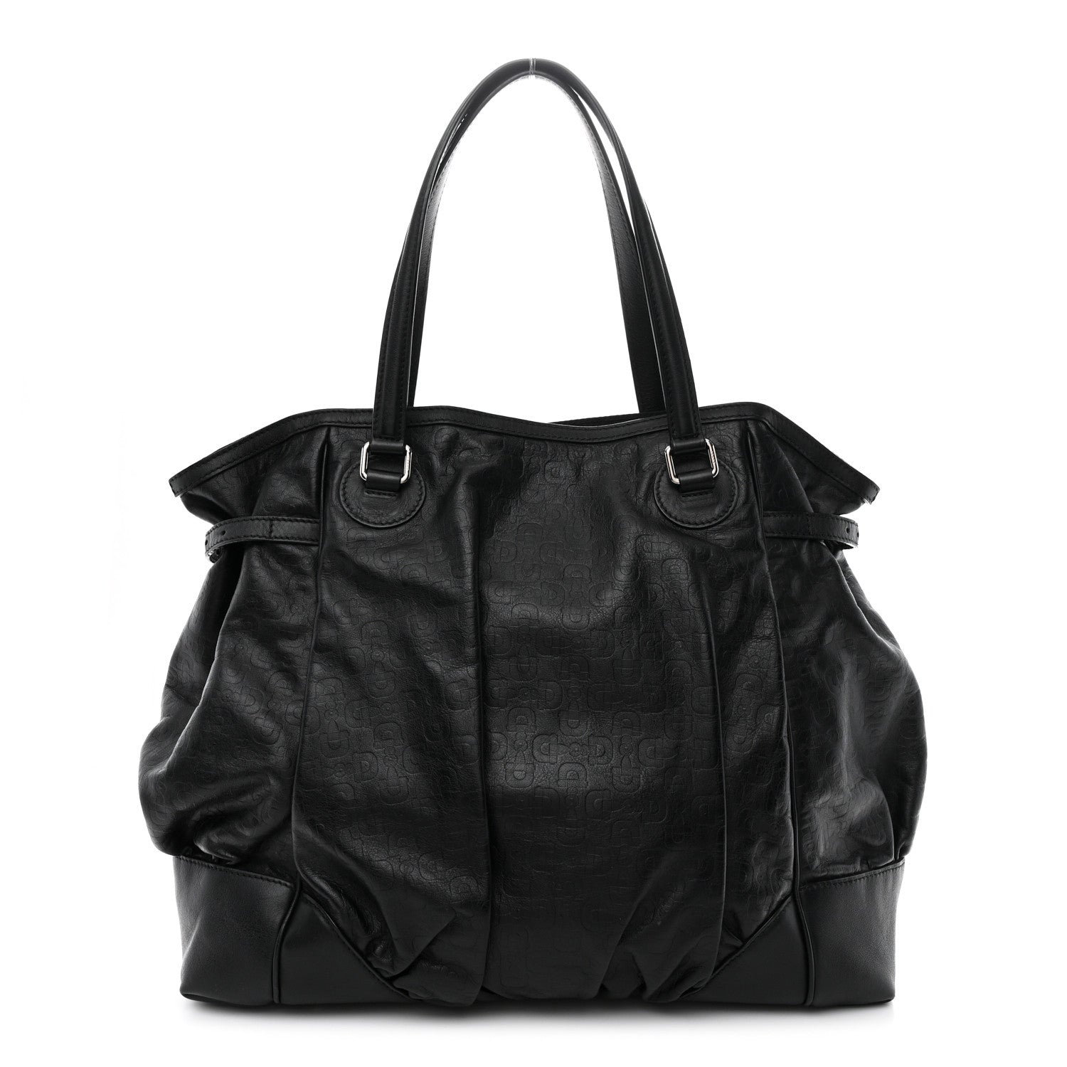 Gucci Horsebit Embossed Full Moon Tote Black 1 of 12
