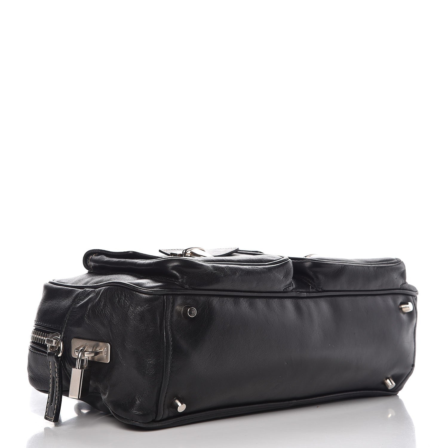 Prada Soft Calfskin Shoulder Bag Black 4 of 9