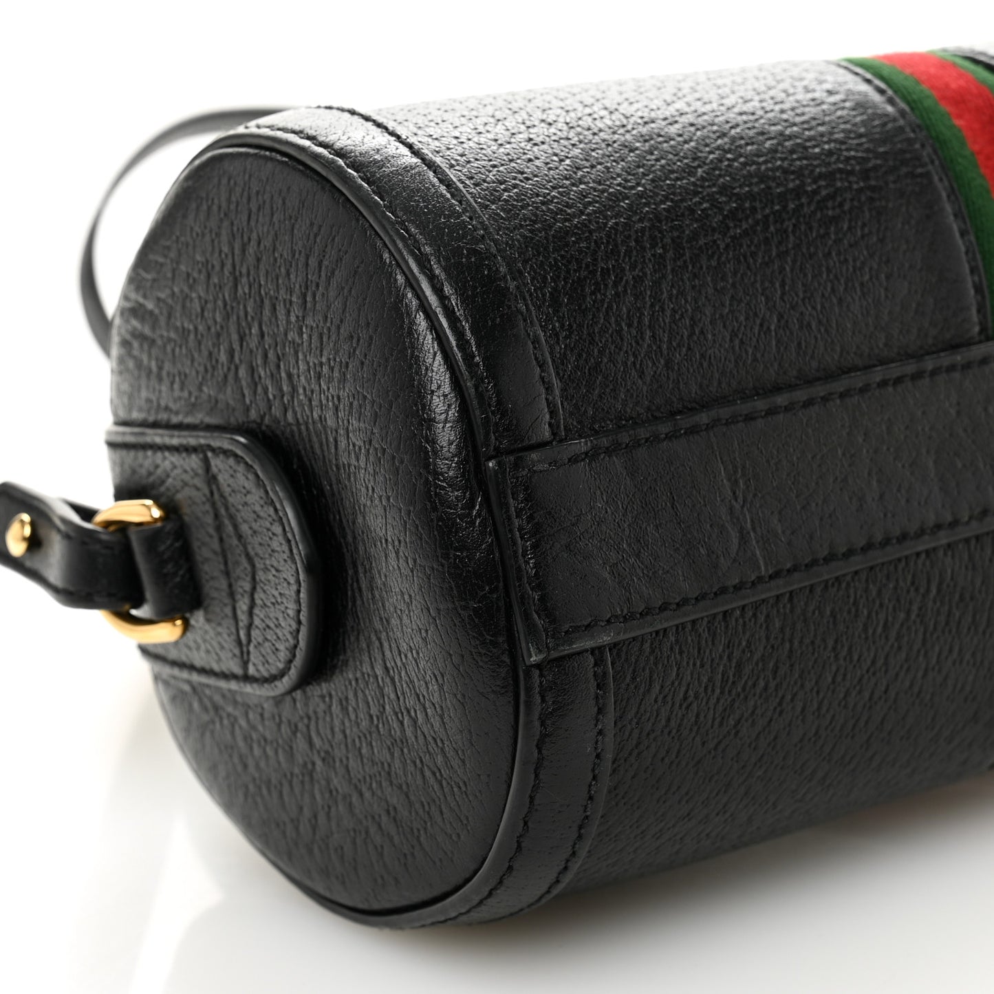 Textured Calfskin Small Ophidia Boston Bag Black