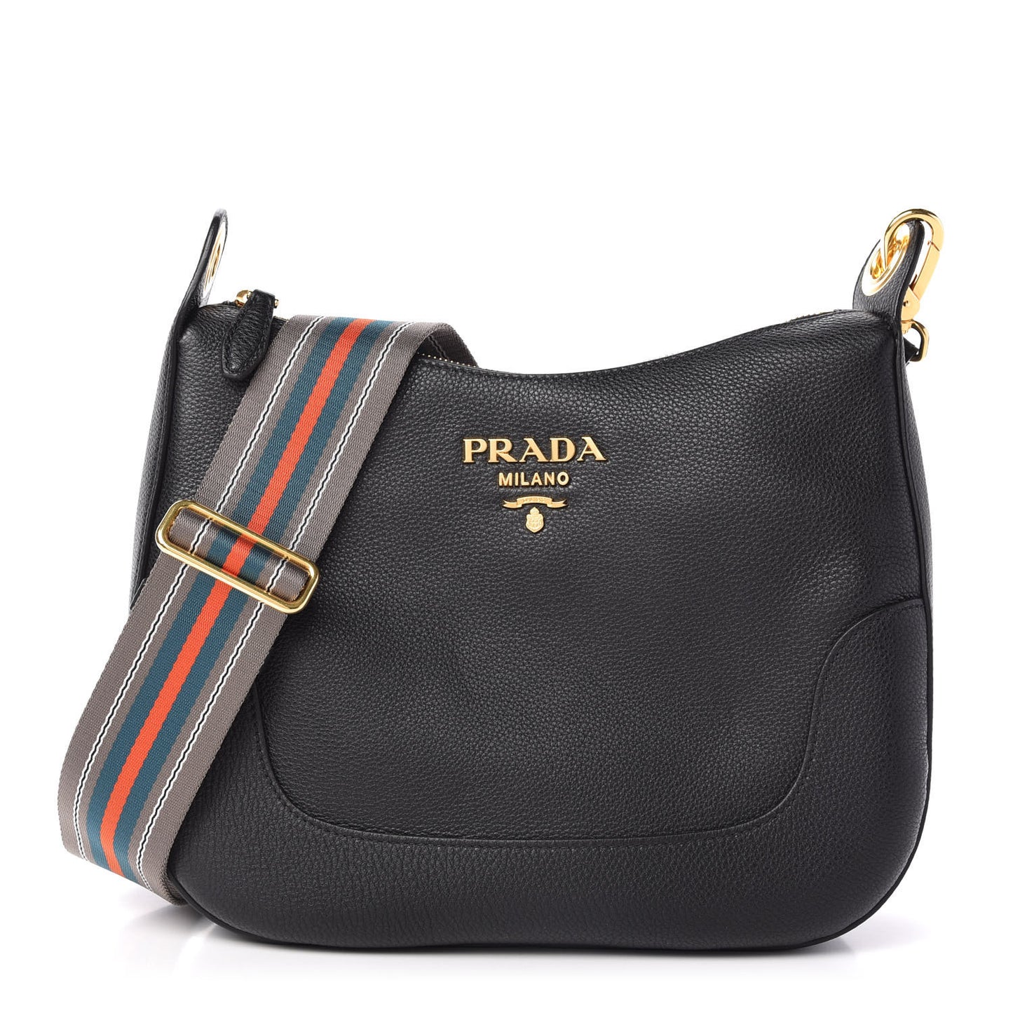 Vitello Daino Zippered Messenger Hobo Black