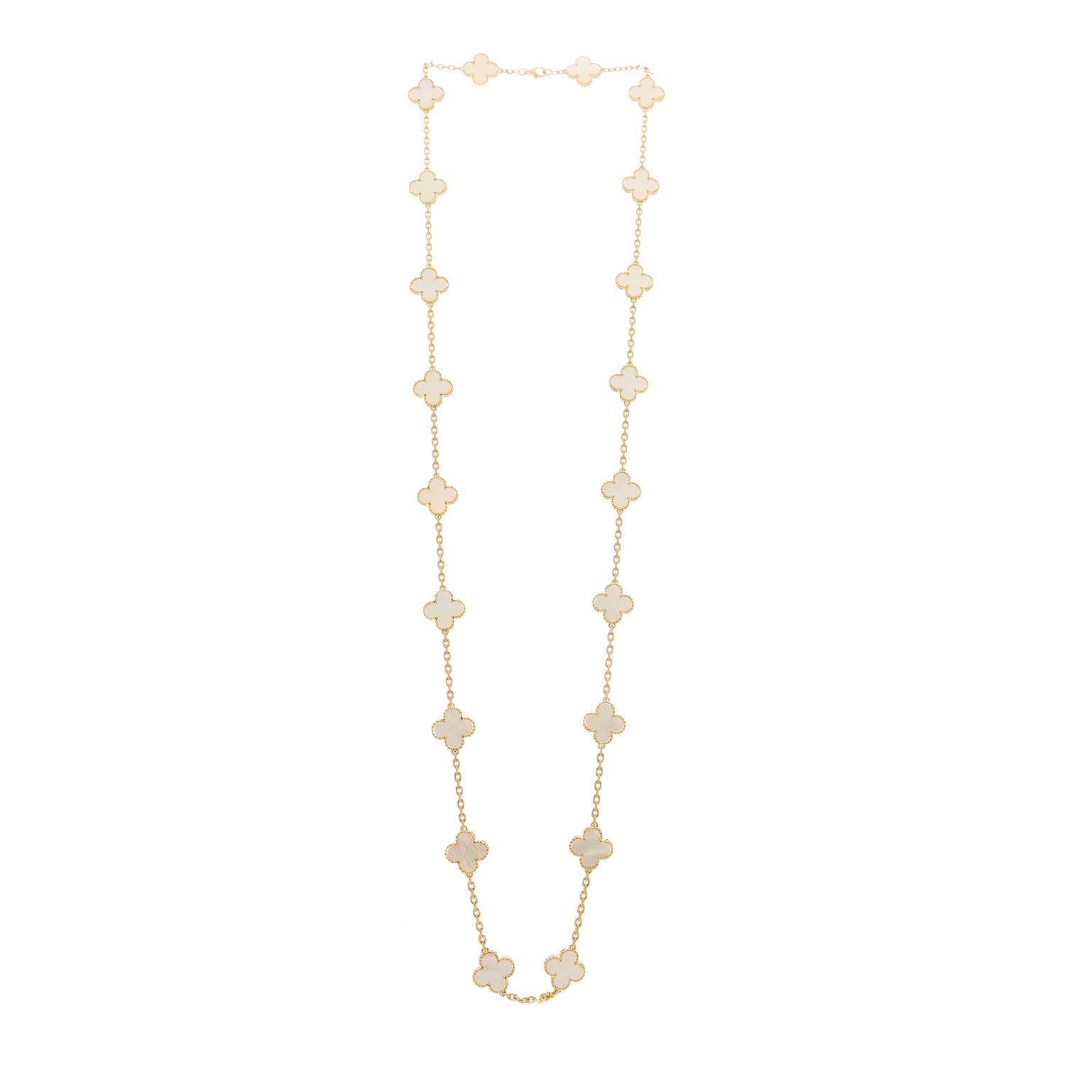 Van Cleef & Arpels 18K Yellow Gold Mother of Pearl 20 Motifs Vintage Alhambra Necklace 3 of 6