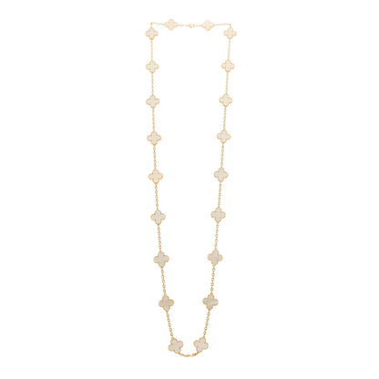 Van Cleef & Arpels 18K Yellow Gold Mother of Pearl 20 Motifs Vintage Alhambra Necklace 3 of 6