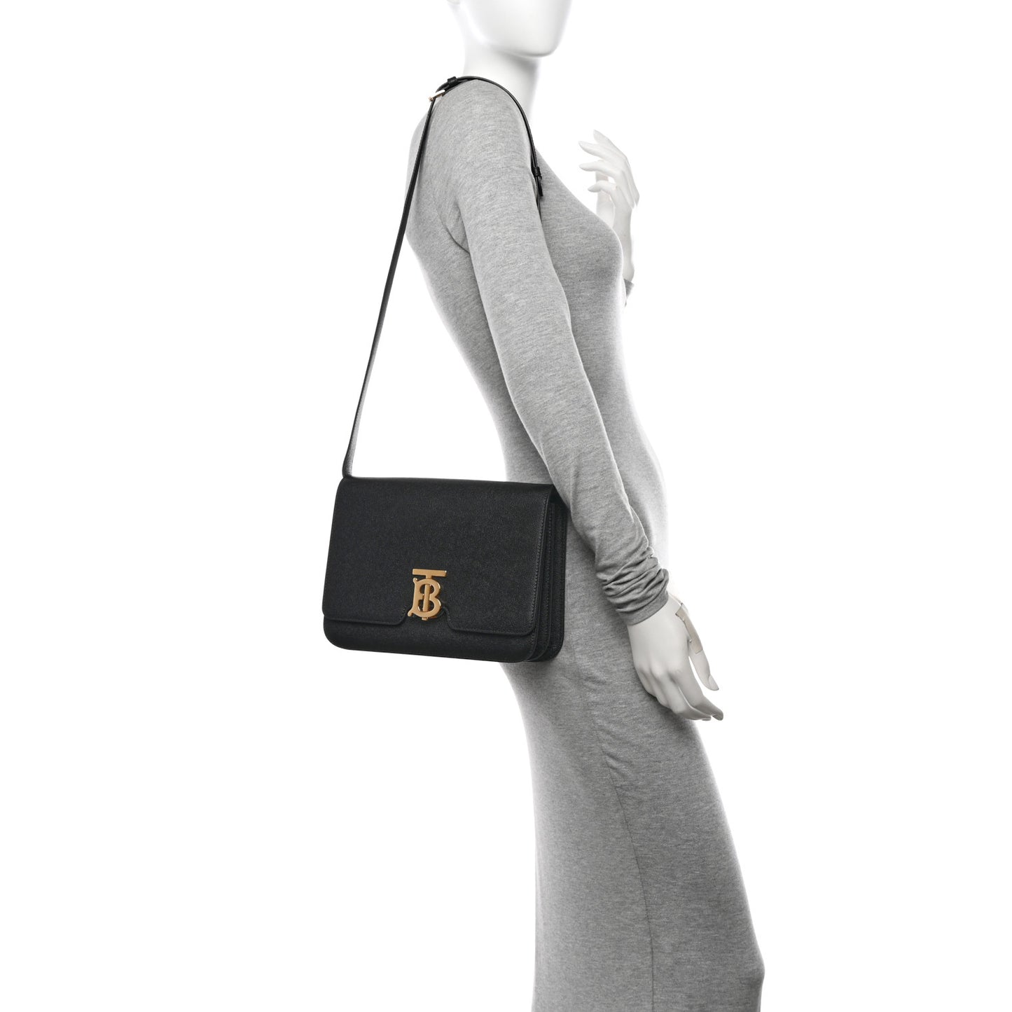 Grained Calfskin Medium TB Bag Black