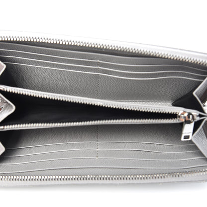 Saint Laurent Grain De Poudre Matelasse Chevron Monogram Zip Around Wallet Granite 5 of 7
