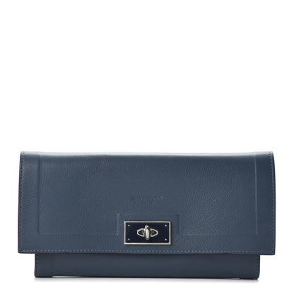 Givenchy Grained Calfskin Shark Lock Long Flap Wallet Prussian Blue 1 of 9