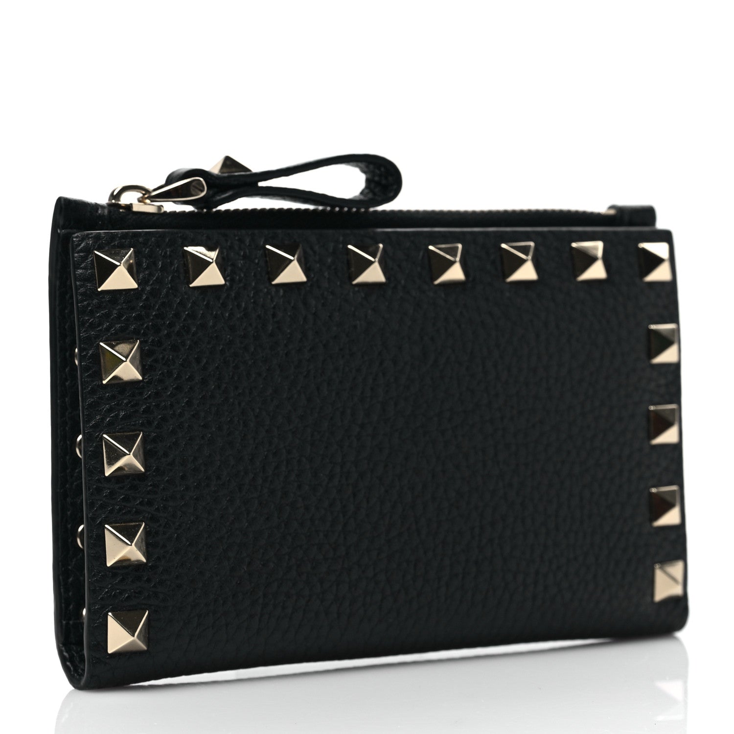 Valentino Garavani Calfskin Rockstud Compact Bi-Fold Wallet Black 3 of 7