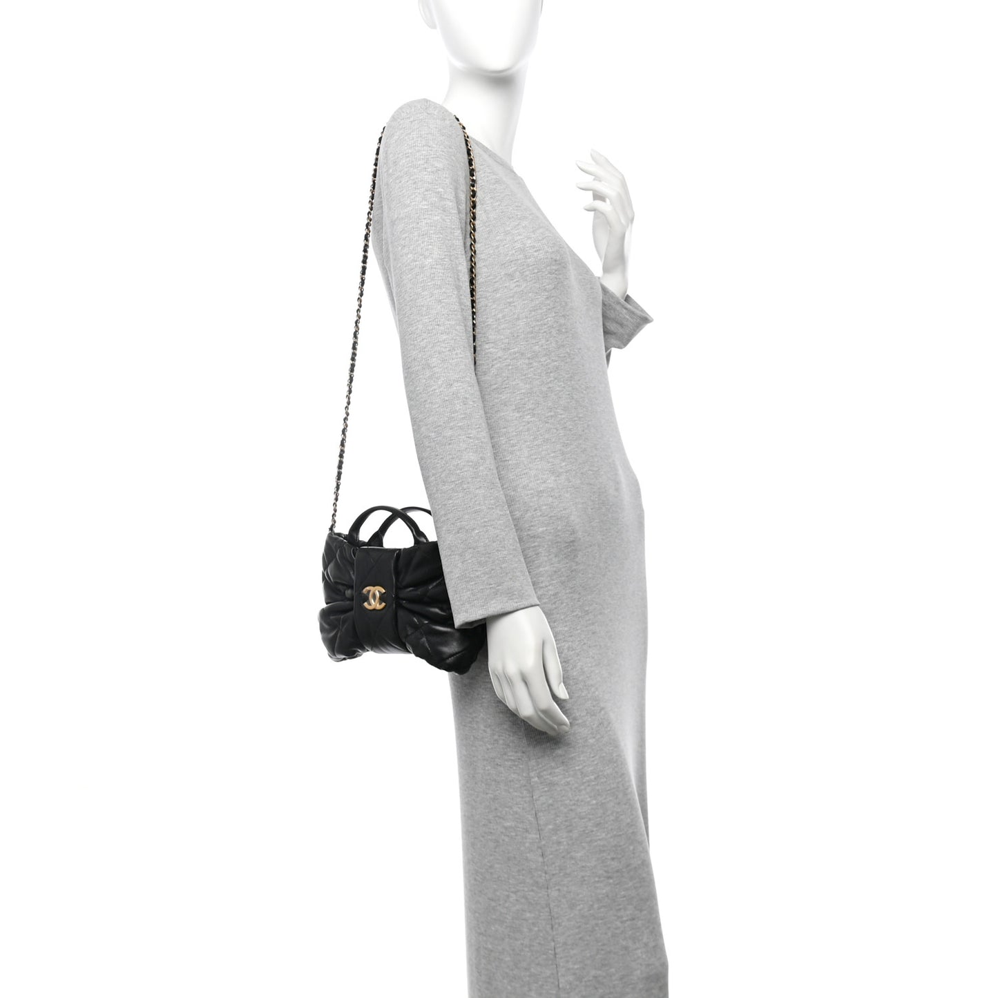 Lambskin Quilted Mini Bow Bag Black