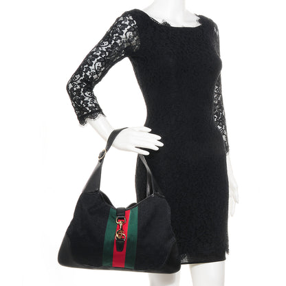 Gucci Monogram Web Jackie O Bouvier Hobo Black 2 of 7